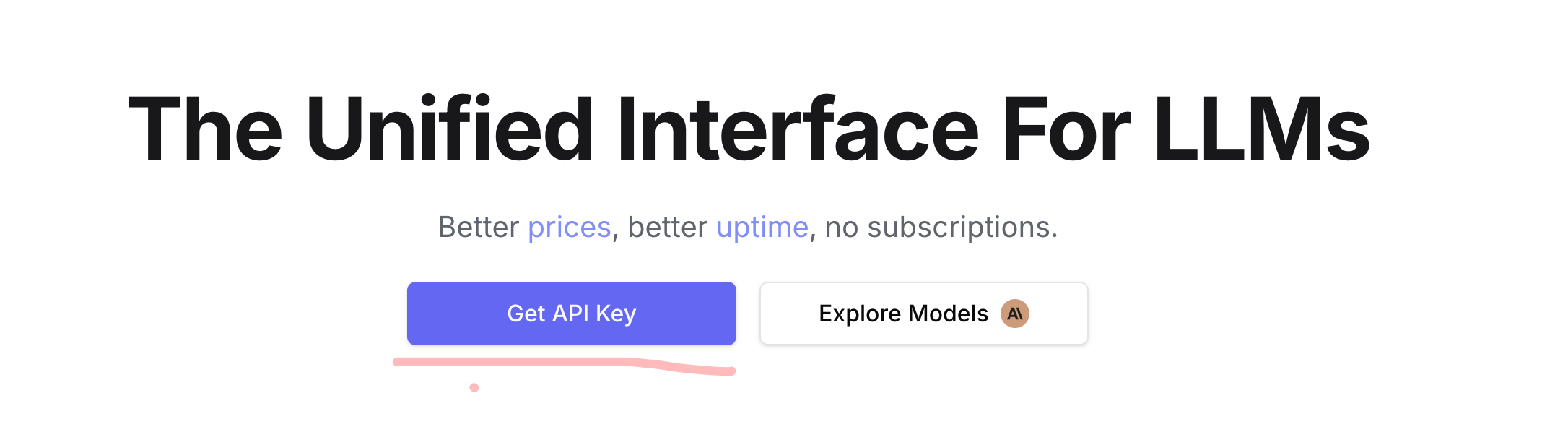 OpenRouter homepage Get API Key button